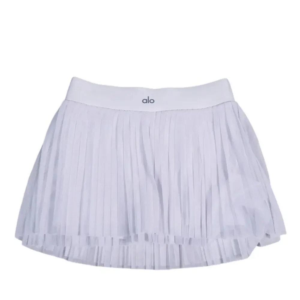 Alo Yoga Flirty Mesh Tennis Skort Size XXS White Pleated Pickleball Golf Sporty